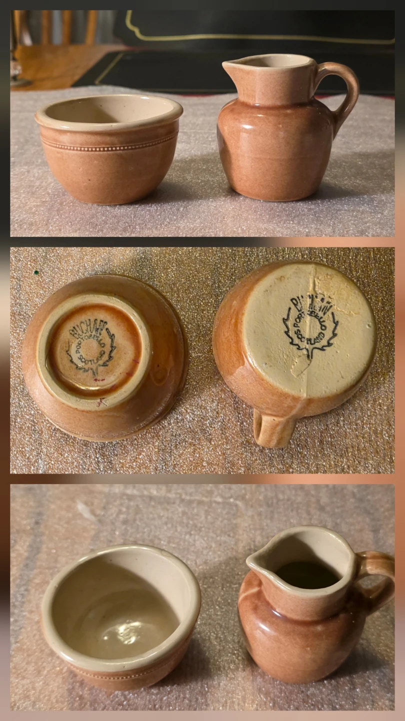 Vintage Buchan Portobello Scotland Stoneware Cream & Sugar Set