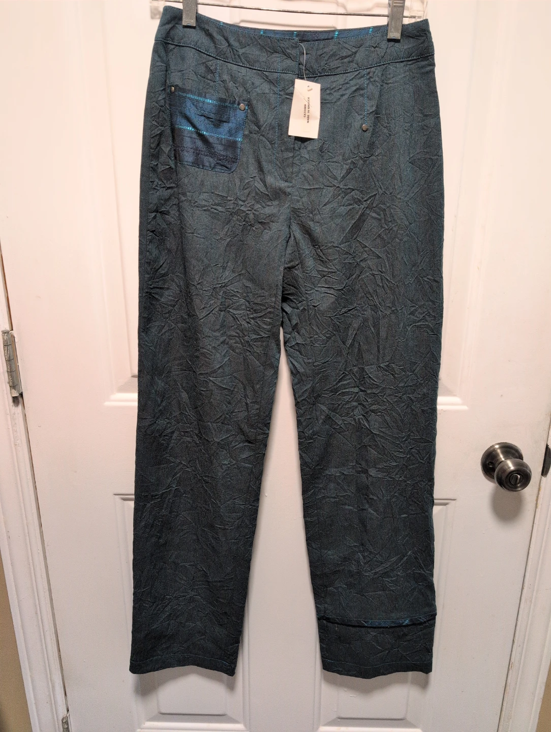 Women's Blue Textured Pants