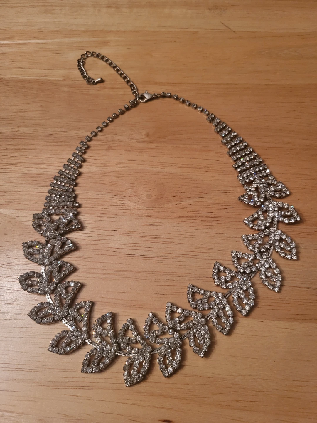 Rhinestone Leaf Statement Necklace