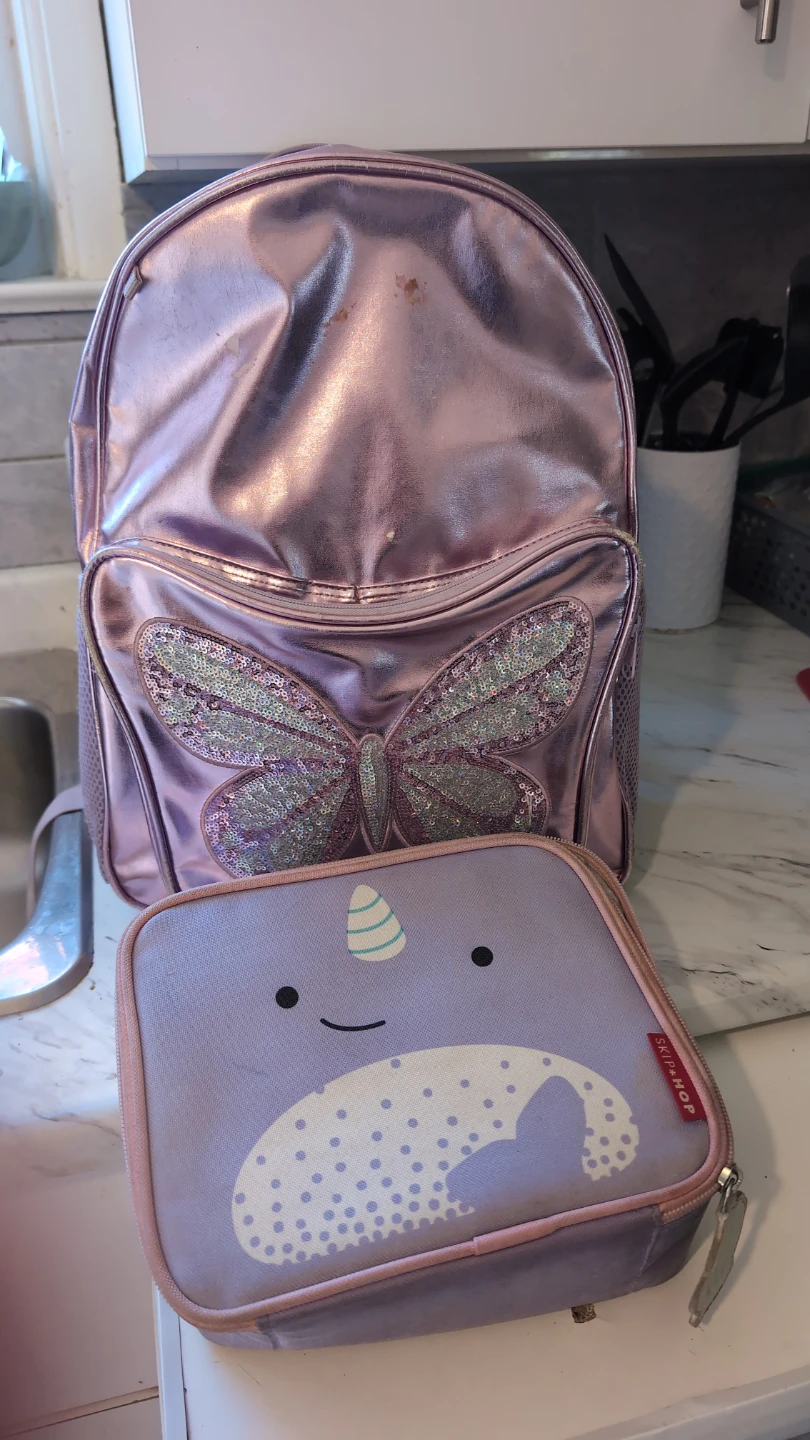 Skip Hop Narwhal Lunch Bag and Butterfly Backpack
