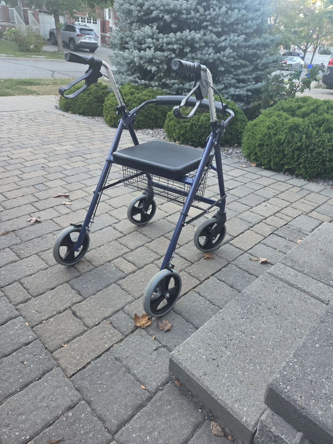Blue Rolling Walker with Seat and Basket - photo 3