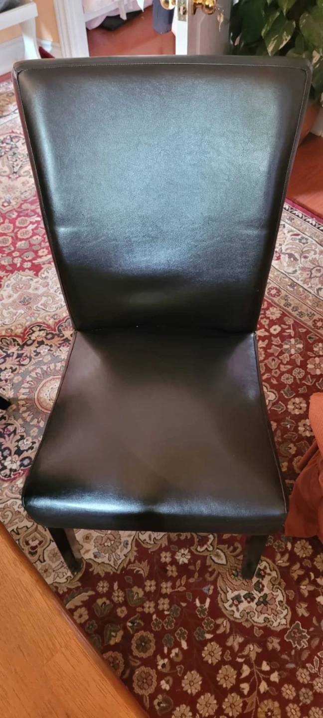 Dining Table and Four Leather Chairs Set