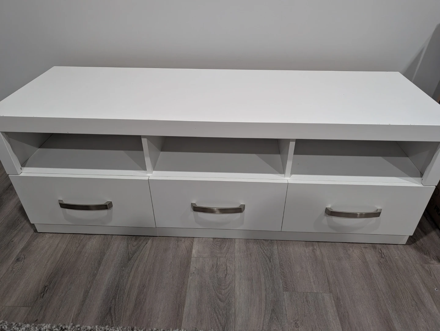 White TV Media Console with Three Drawers - photo 2