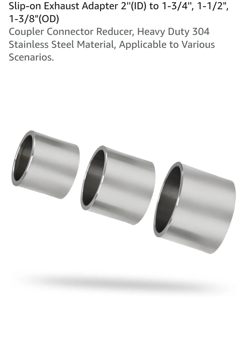 Slip-on Exhaust Adapter Coupler Reducer 2"(ID) to 1-3/4", 1-1/2"