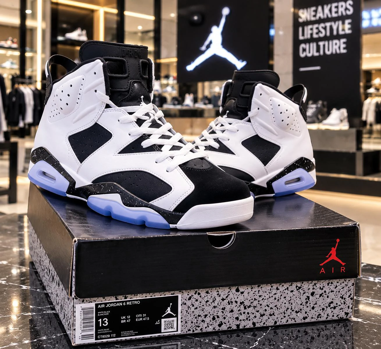 Air Jordan 6 Retro Sneakers Black White - photo 2