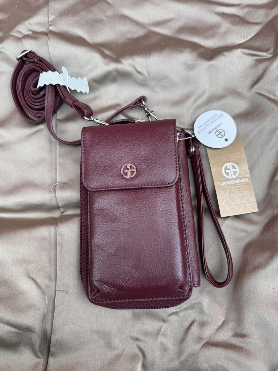 Giani Bernini Wine Leather Crossbody Phone Wallet 🏈