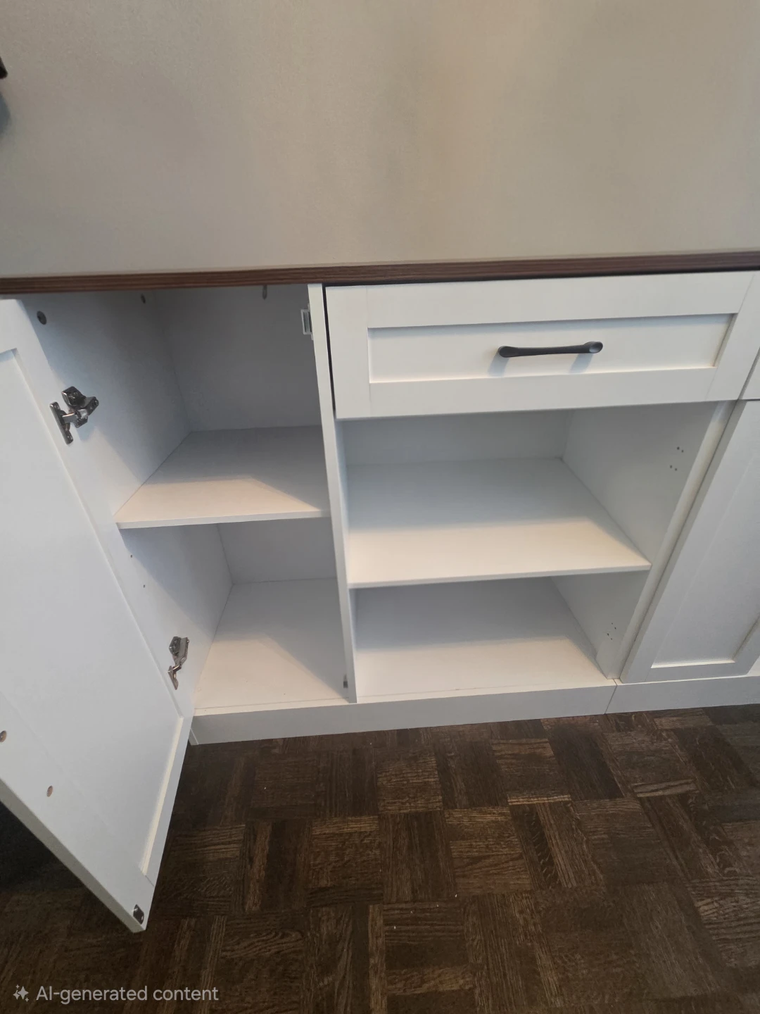 White Storage Cabinet with Dark Wood Top - photo 2
