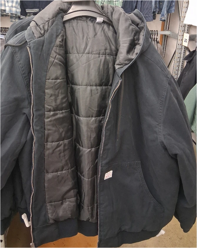Black hooded work jacket