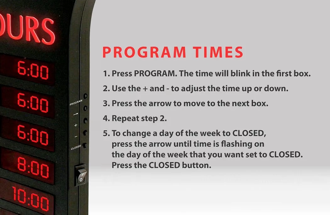 Newon Led Open Sign with Programmable Business Hours - photo 3