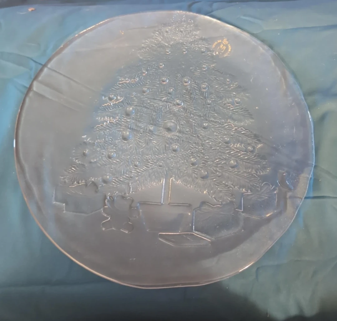 Vintage Crystal Christmas Serving Platter