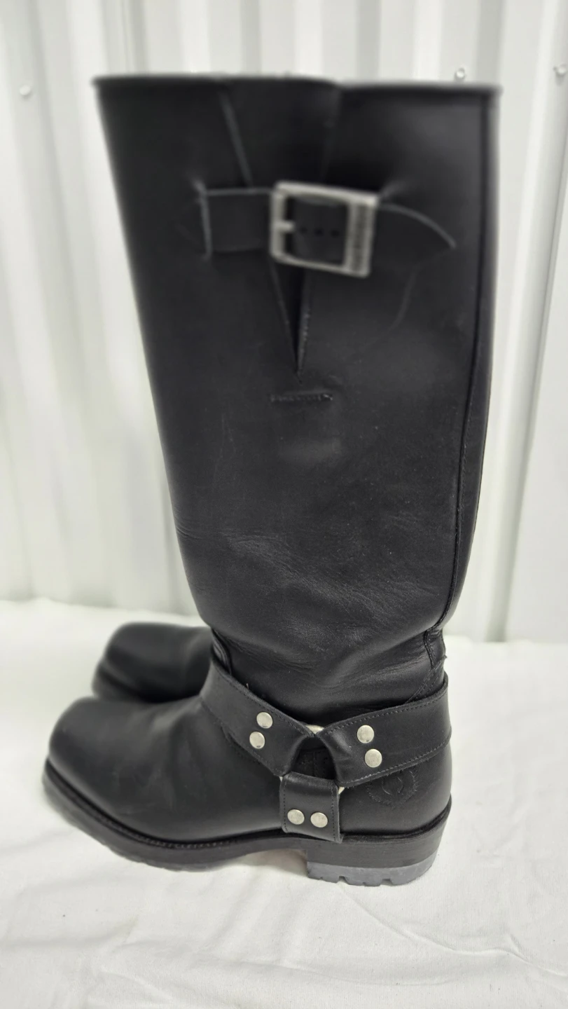 Embossy Men's Black Leather Harness Knee High Boots Square 9.5 - photo 2