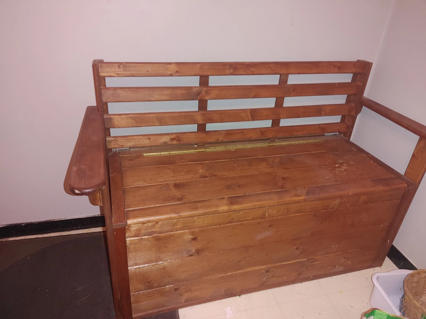 Wooden Storage Bench with Backrest