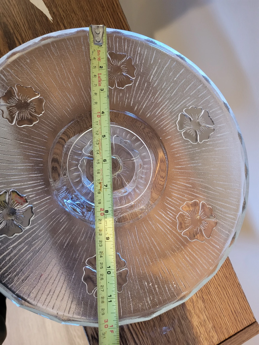 Clear Glass Cake Stand with Poppy Floral Pattern - photo 3