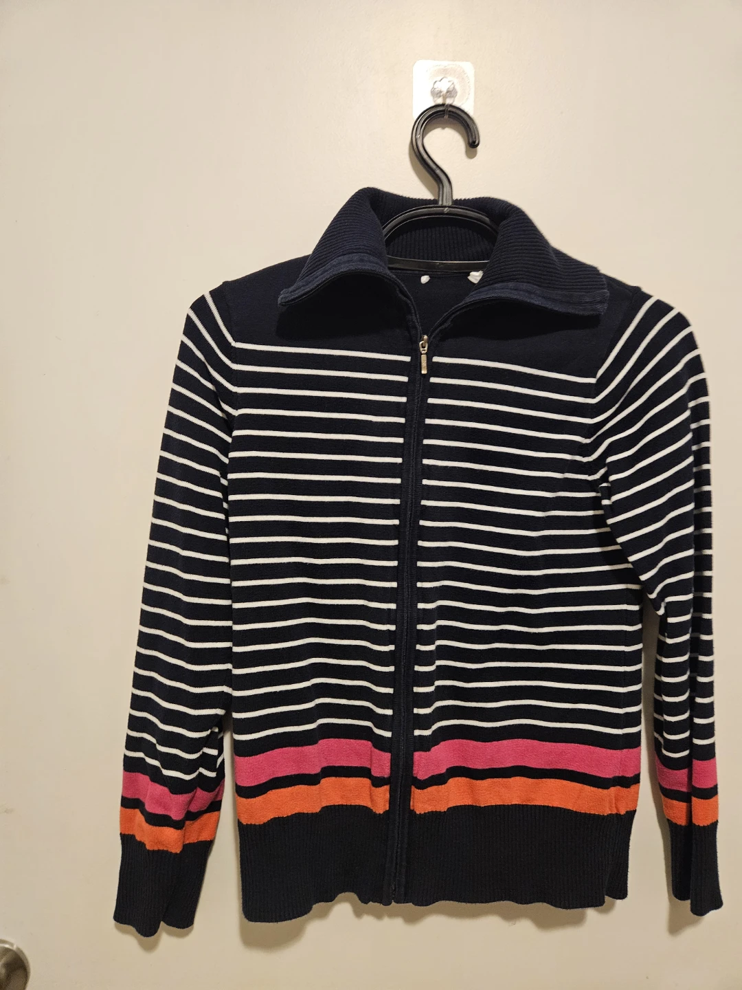 Striped zip-up sweater