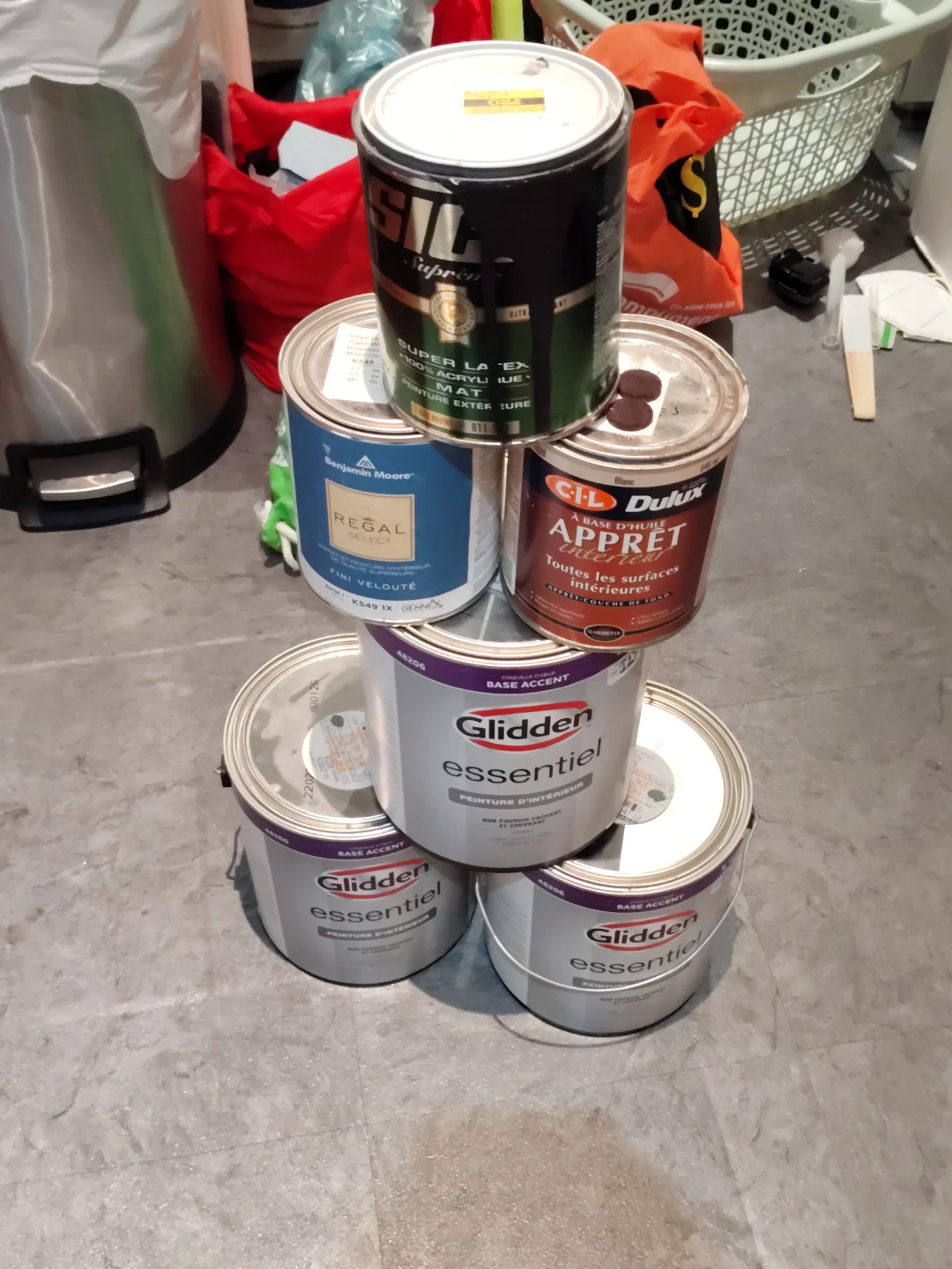 Assorted Interior and Exterior Paint Cans