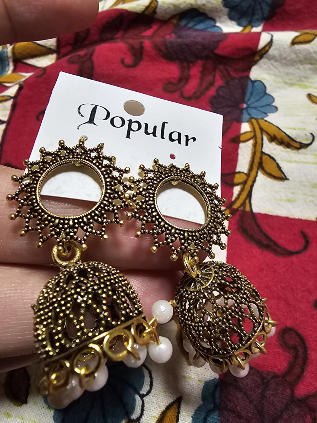 Popular Antique Gold Tone Jhumka Earrings - photo 2