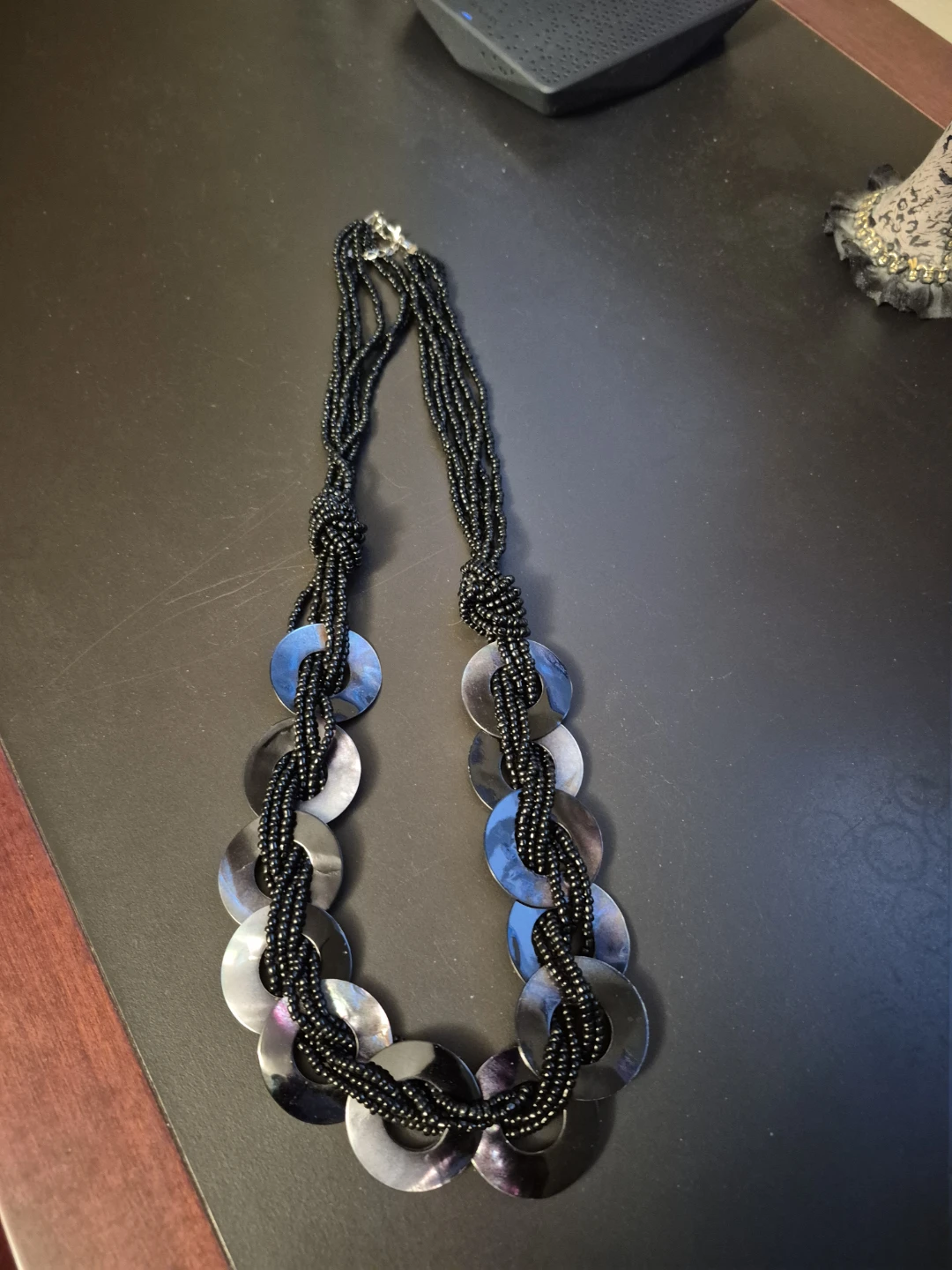 Black Beaded Statement Necklace