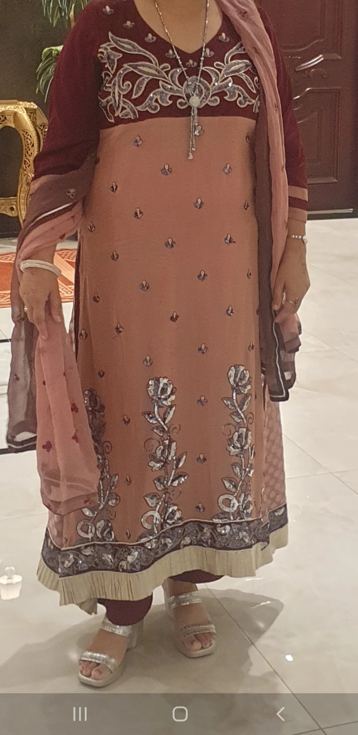 Embroidered Pink and Maroon Kurta Set