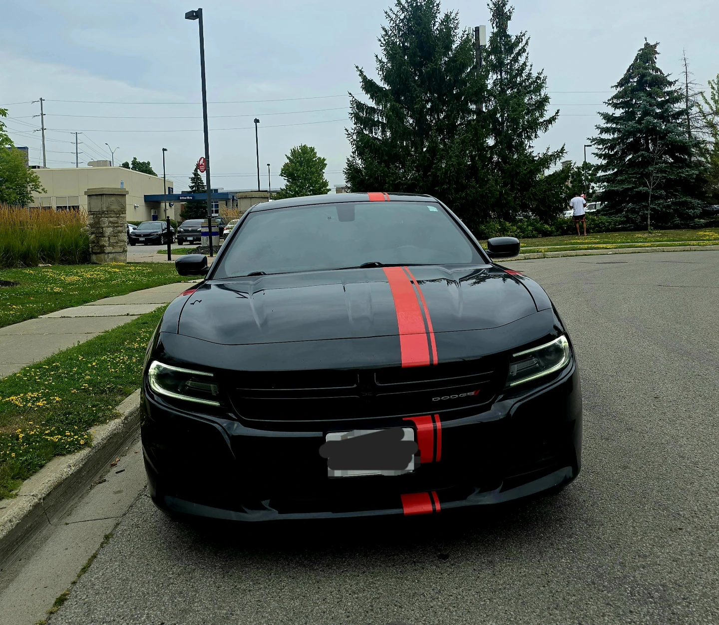 Dodge Charger with Red Racing Stripes