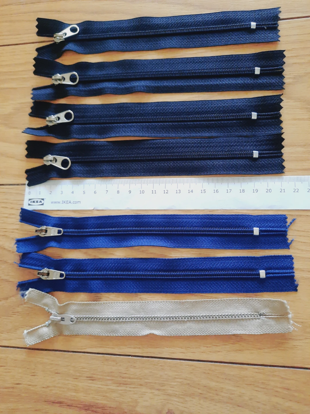 Assorted Sewing Zippers, Various Colours
