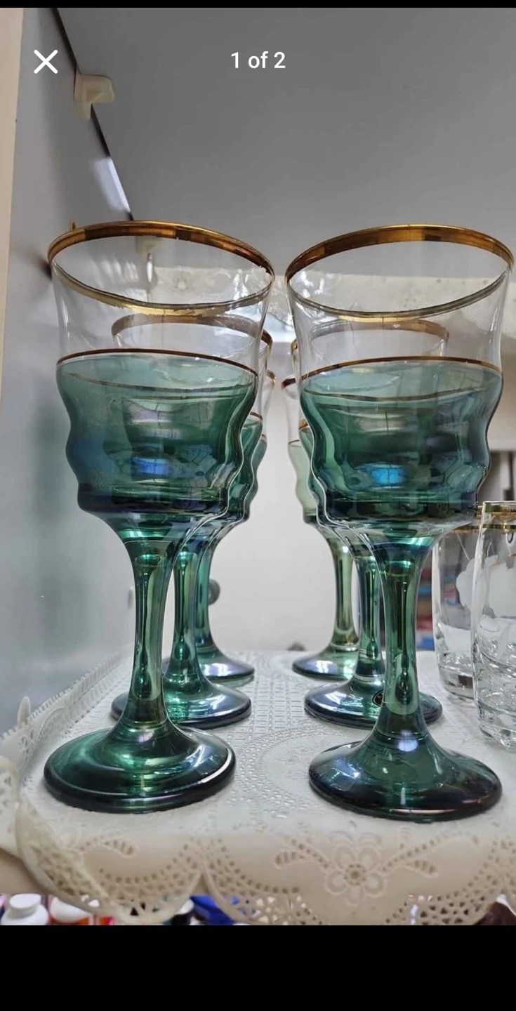 Set of 6. Flli Fumo Italian Glass Wine Goblets