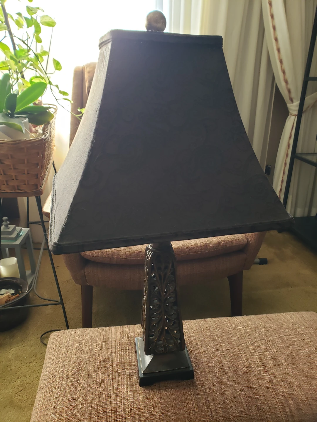 Decorative table lamp with black shade