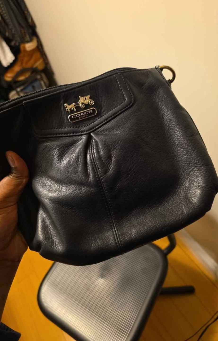 Black Coach Leather Shoulder Bag
