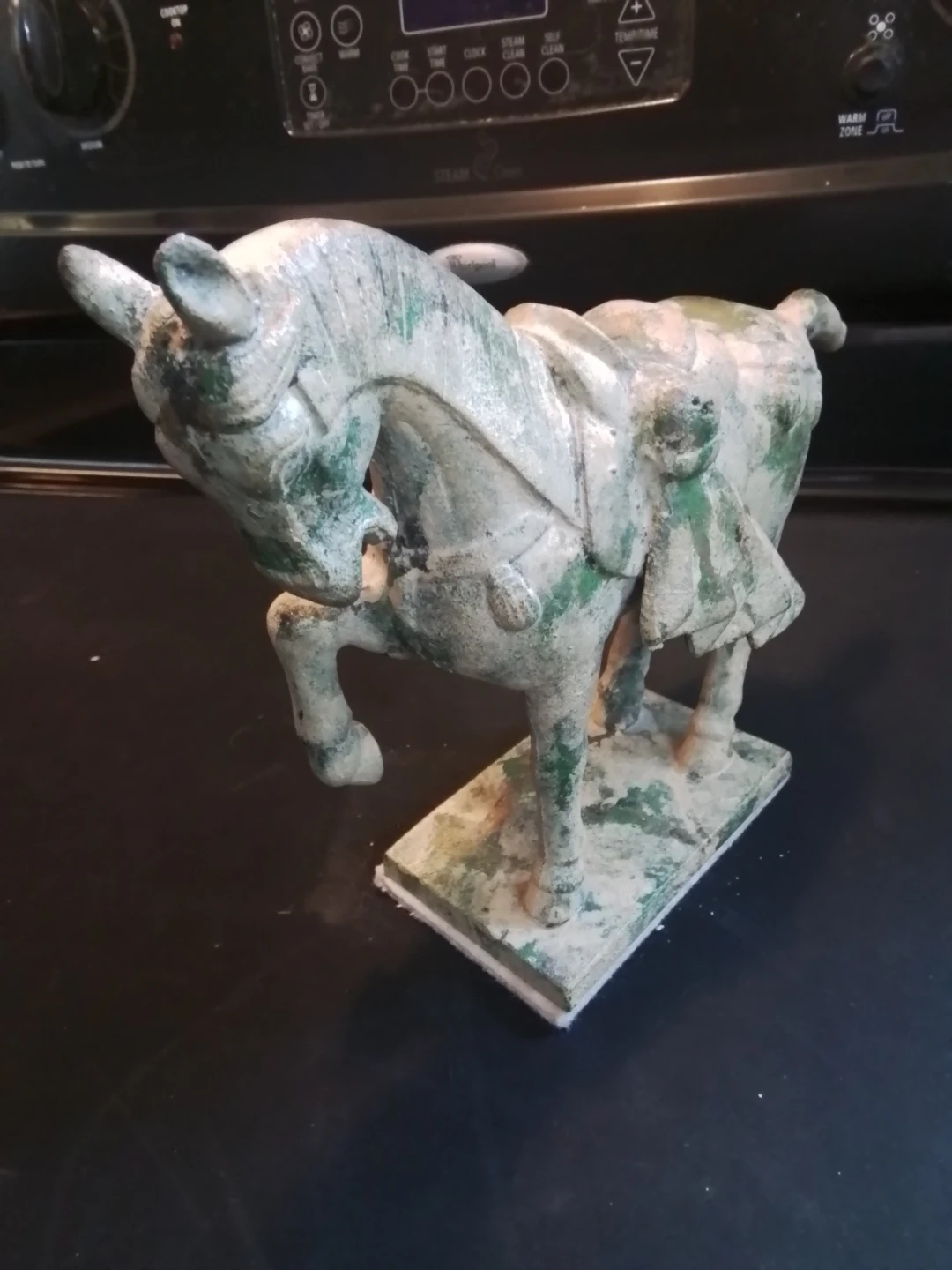 Vintage Heavy Cast Iron Chinese Tang Dynasty Style War Horse - photo 2