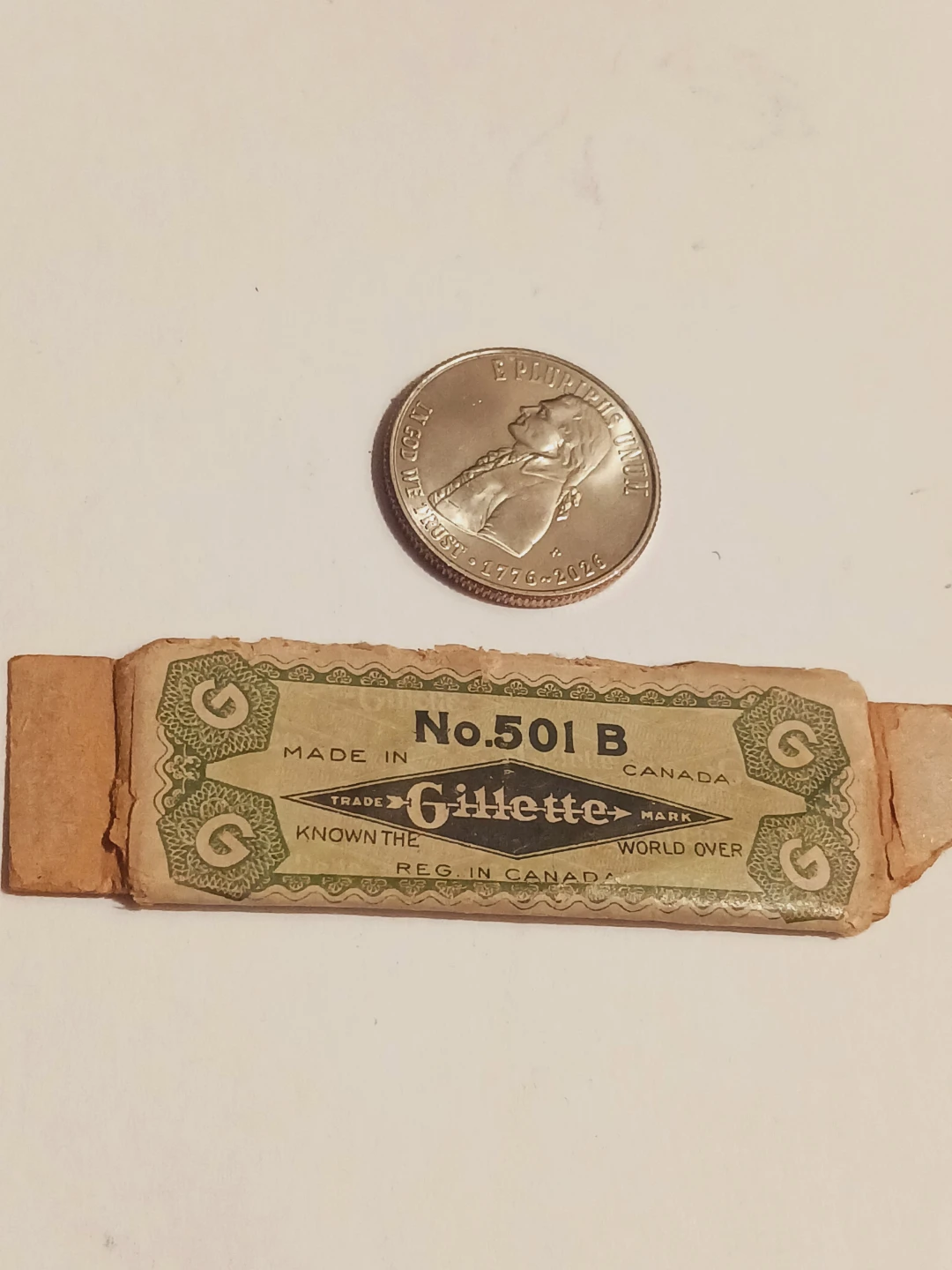 Antique Gillette No. 501 B Razor Blade Wrapped