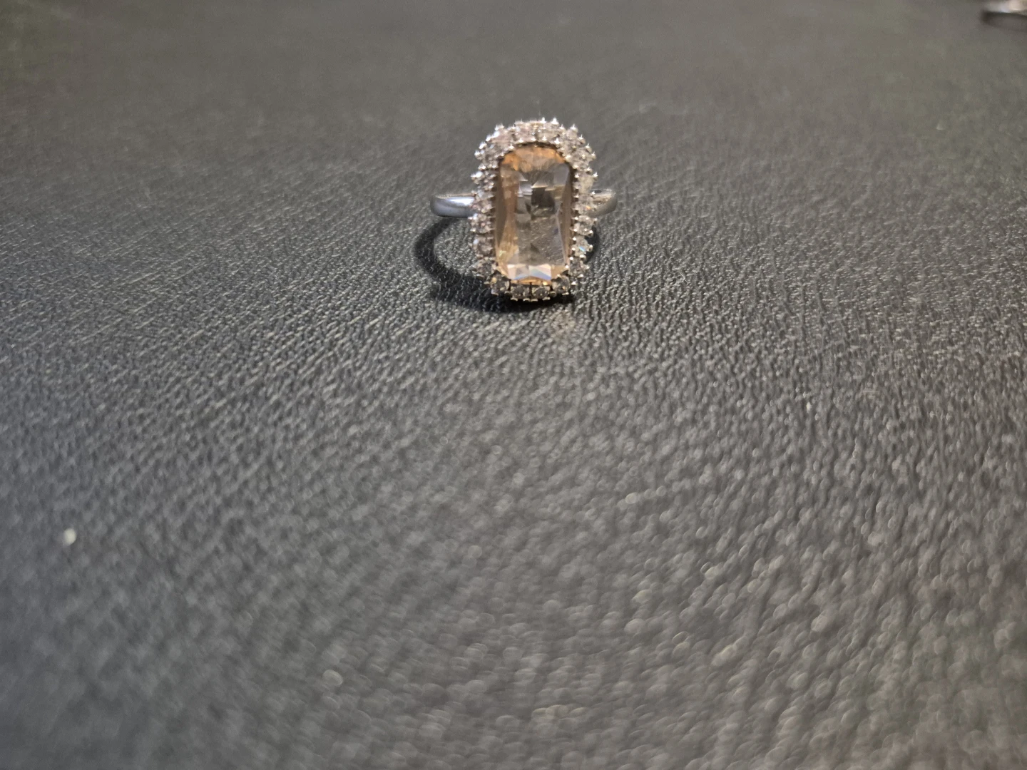 Rectangular Gemstone Ring with Halo
