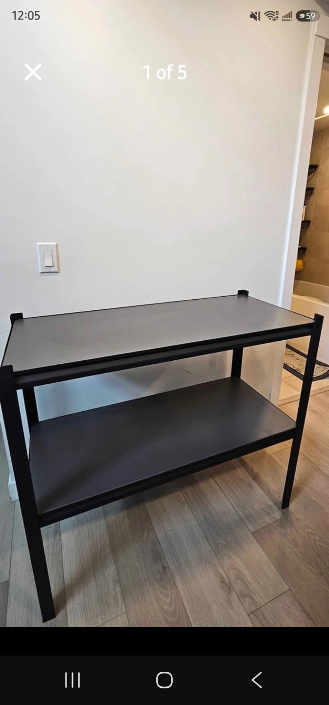 Black metal garage table