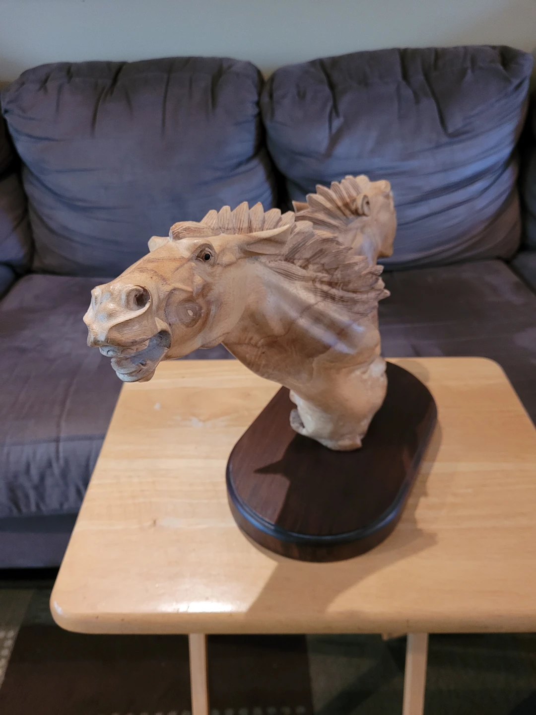 Wooden Horse Head Sculpture - photo 3