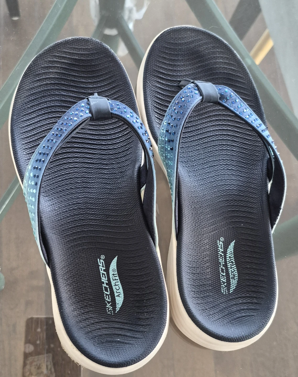 Skechers Arch Fit Radiance Ombre Blue Rhinestone Sandals - photo 3