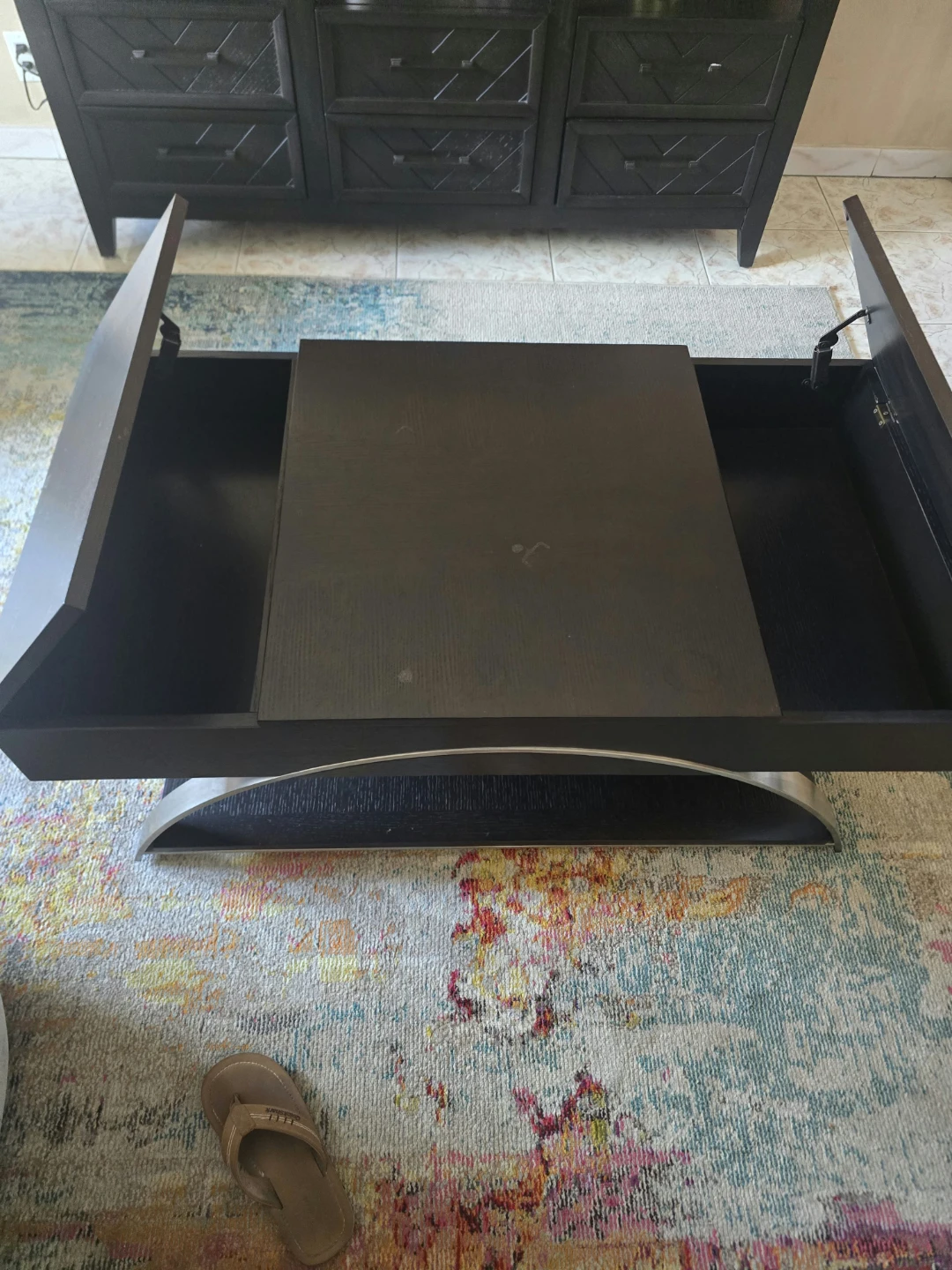 Modern Dark Wood Coffee Table with Storage