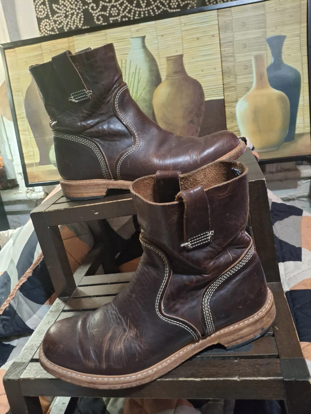 Dark Brown Leather Pull-On Work Boots - photo 3