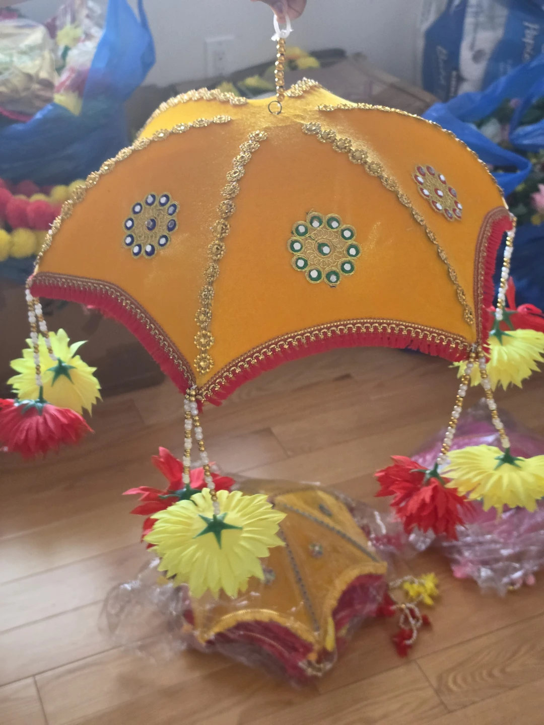Decorative Umbrella with Tassels and Beads