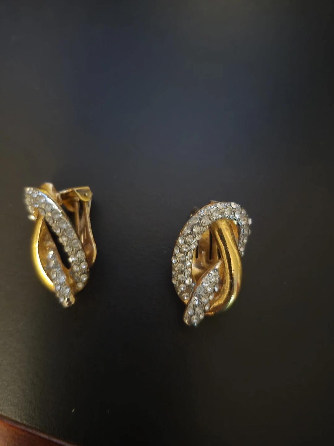 Gold-Tone Rhinestone Clip-On Earrings