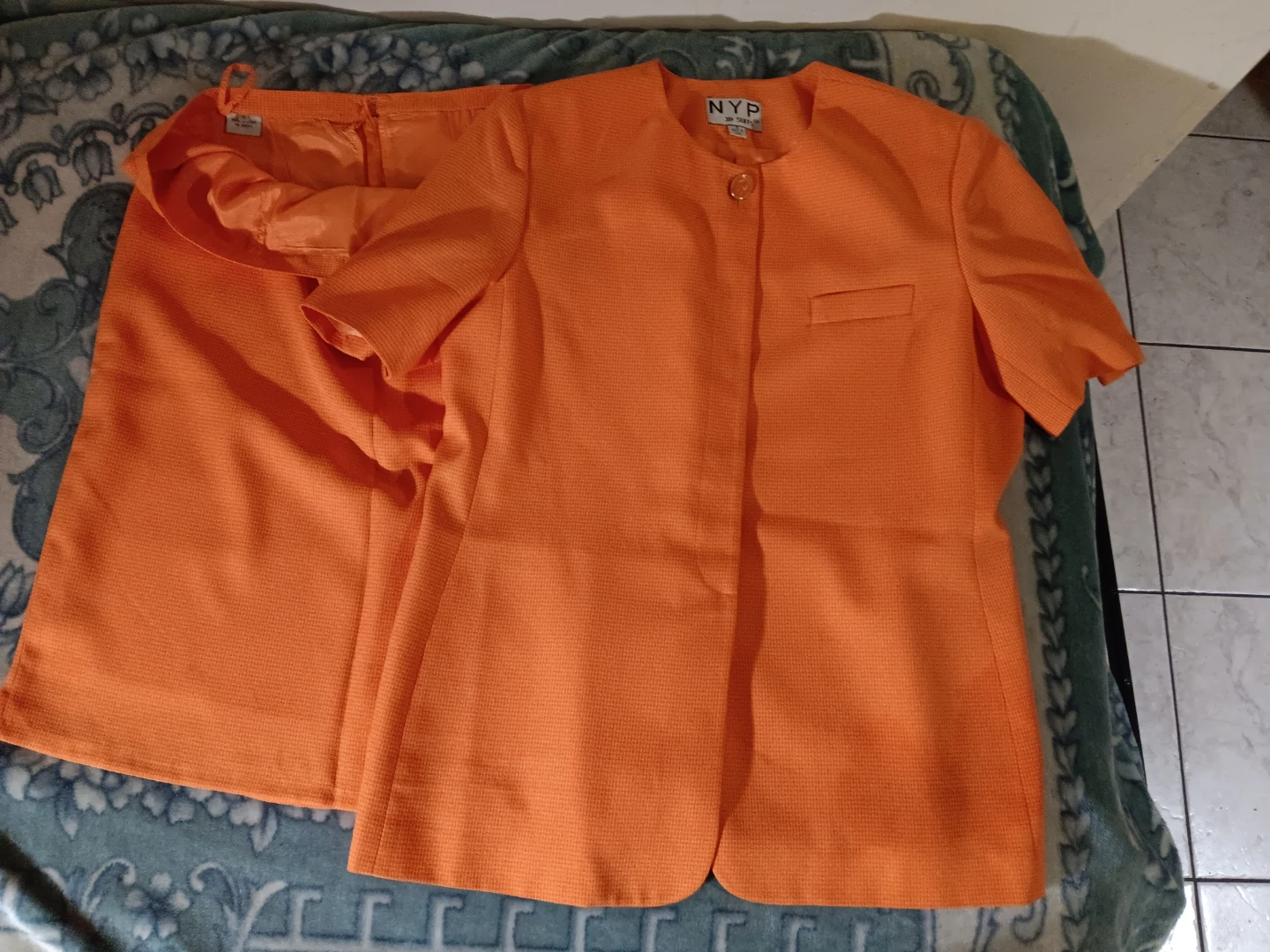 NYP Orange Short Sleeve Skirt Suit Set