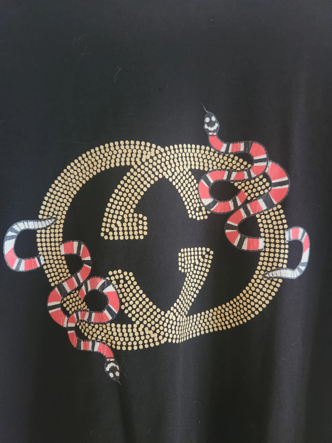 Gucci Black T-Shirt with Snake Logo - photo 2