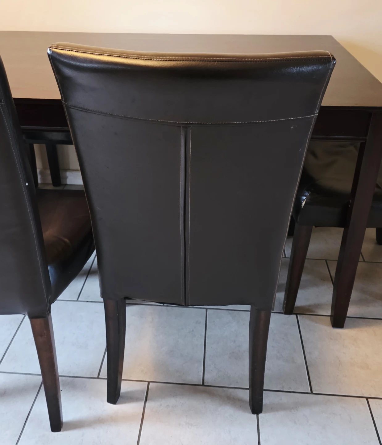 Dark brown wooden dining table with 4 chairs, In Millwoods. - photo 4