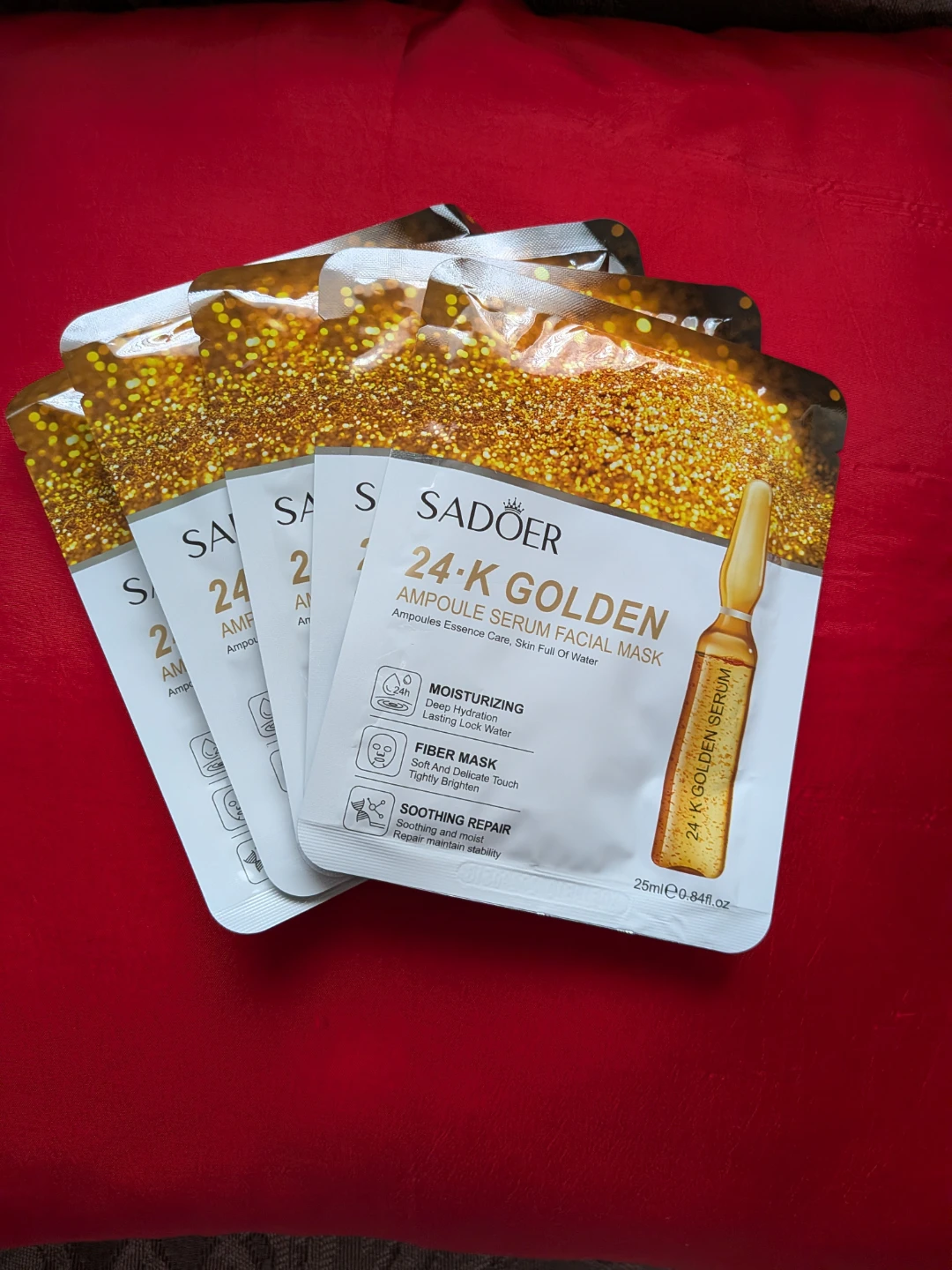 Sadoer 24K Golden Ampoule Serum Facial Mask - 5 Pack