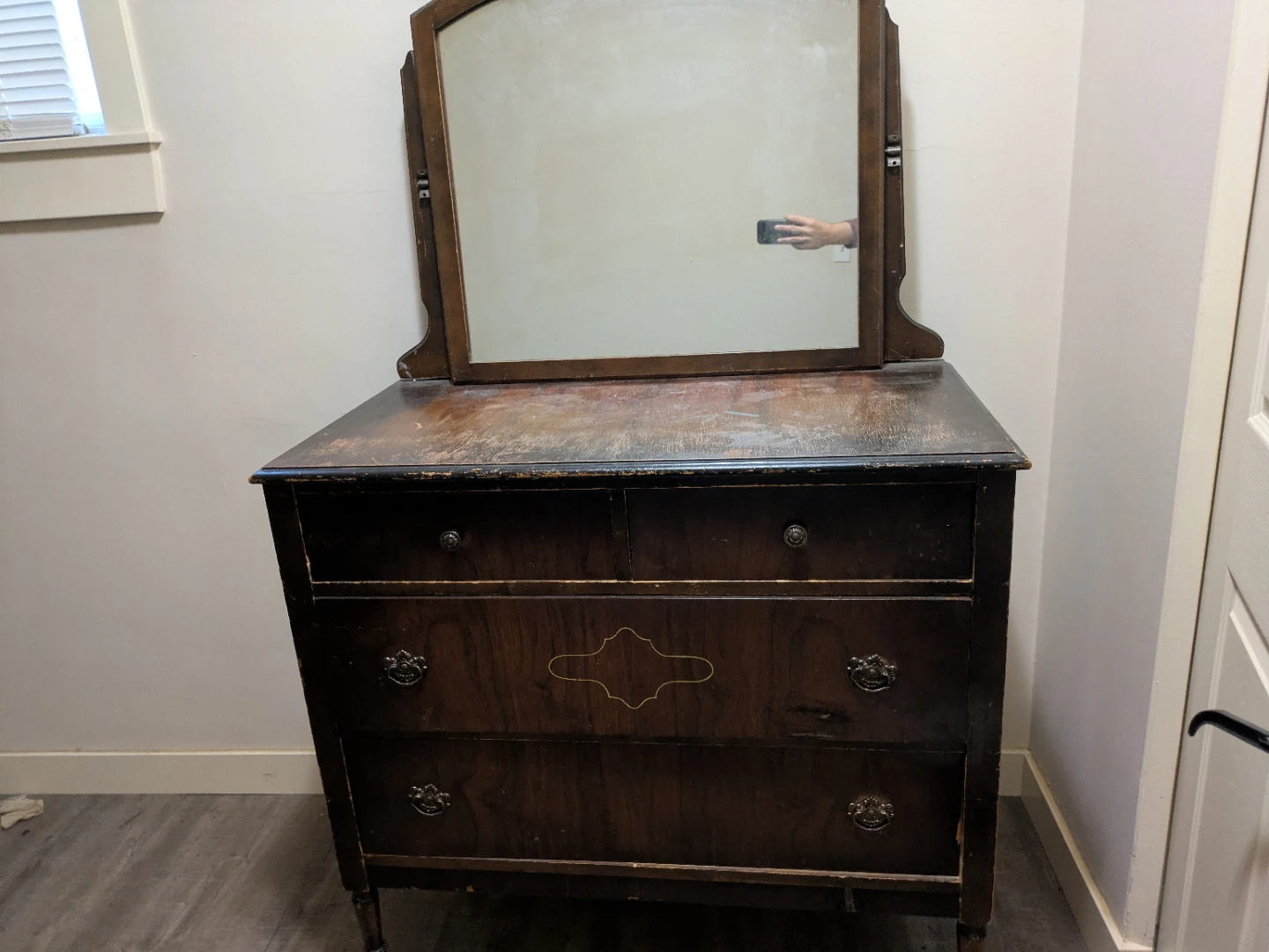 Vintage Wooden Dresser with Mirror - photo 2
