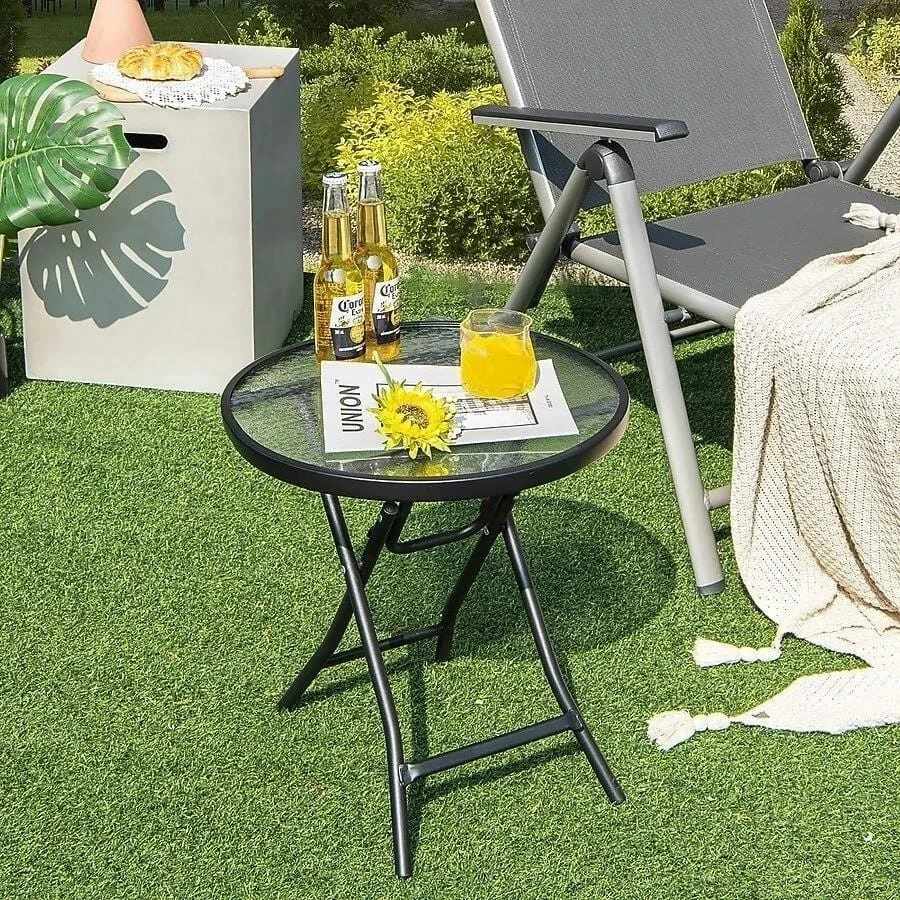New<> Black Folding Patio Side Table - photo 2