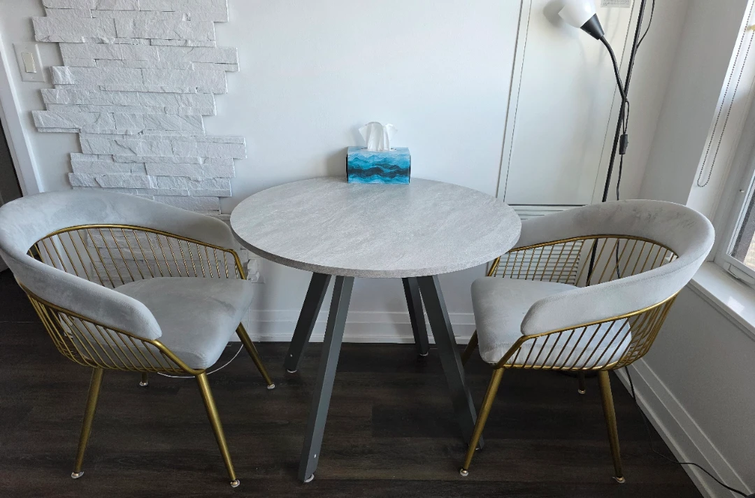 Modern Grey Bistro Set with Two Chairs