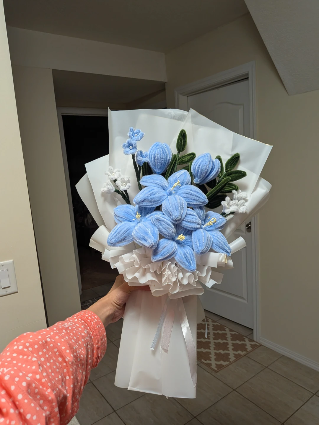 Nush Handmade Blue Pipe Cleaner Flower Bouquet