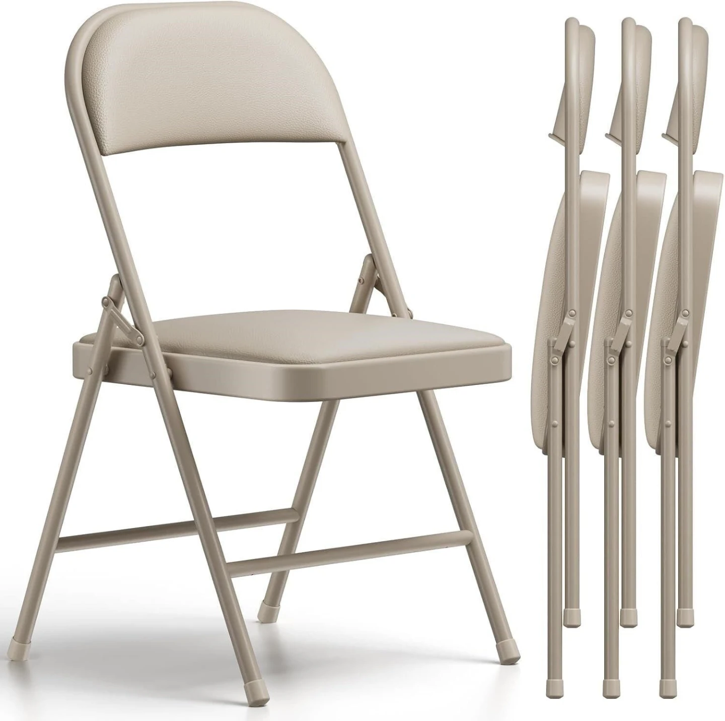 Space-saving folding chair in beige - photo 2