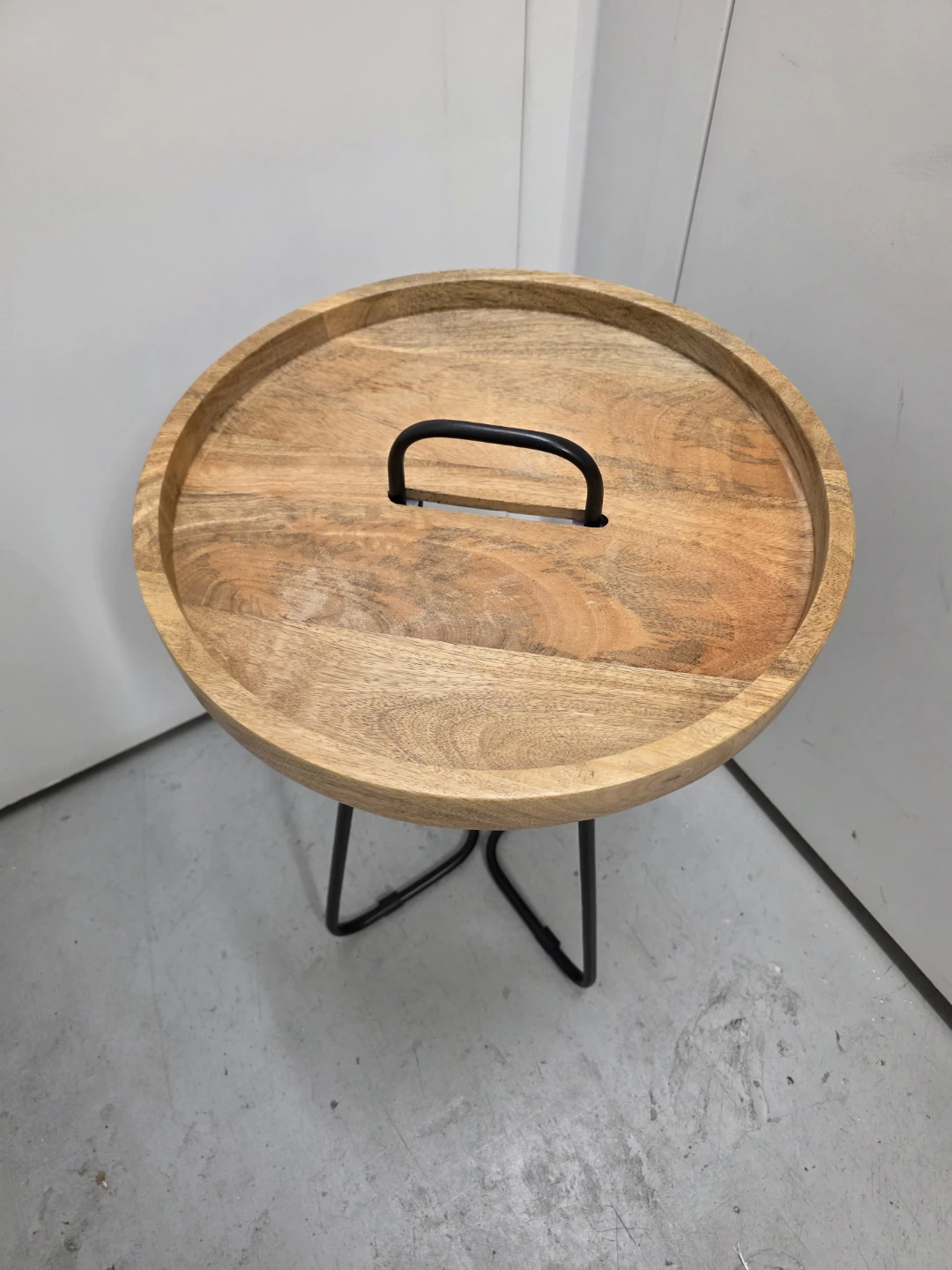 Round Wood Tray Side Table