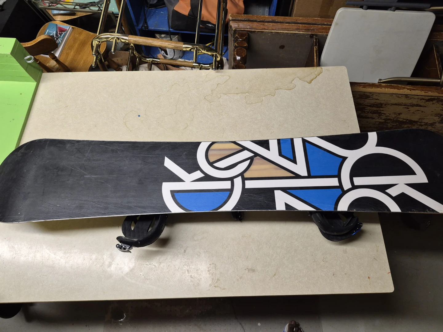 White Snowboard with Black Bindings - photo 2