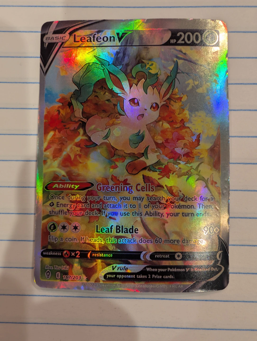 Leafeon V ( Alternate Full Art ) SWSH 07 :  Evolving Skies