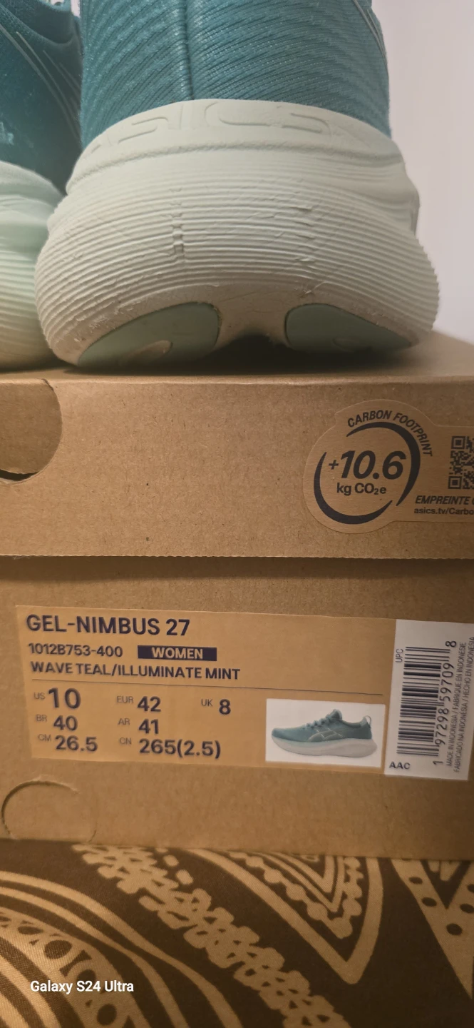 Asics Gel-Nimbus 27 Women's Running Shoes Wave Teal Size 10